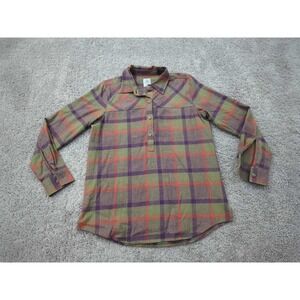 Ascend Shirt Womens Small Plaid Long Sleeve Popover Flannel